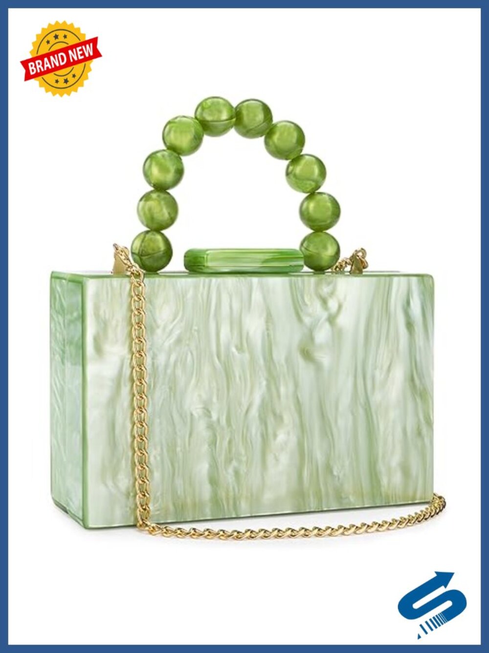 Acrylic Clutch Purse Square Evening Bag Chain Formal Handbag Wedding Party